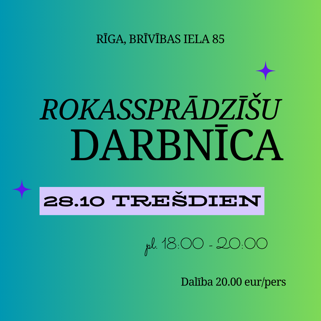 ROKASSPRĀDZĪŠU darbnīca 31.10. RĪGĀ, Centrā
